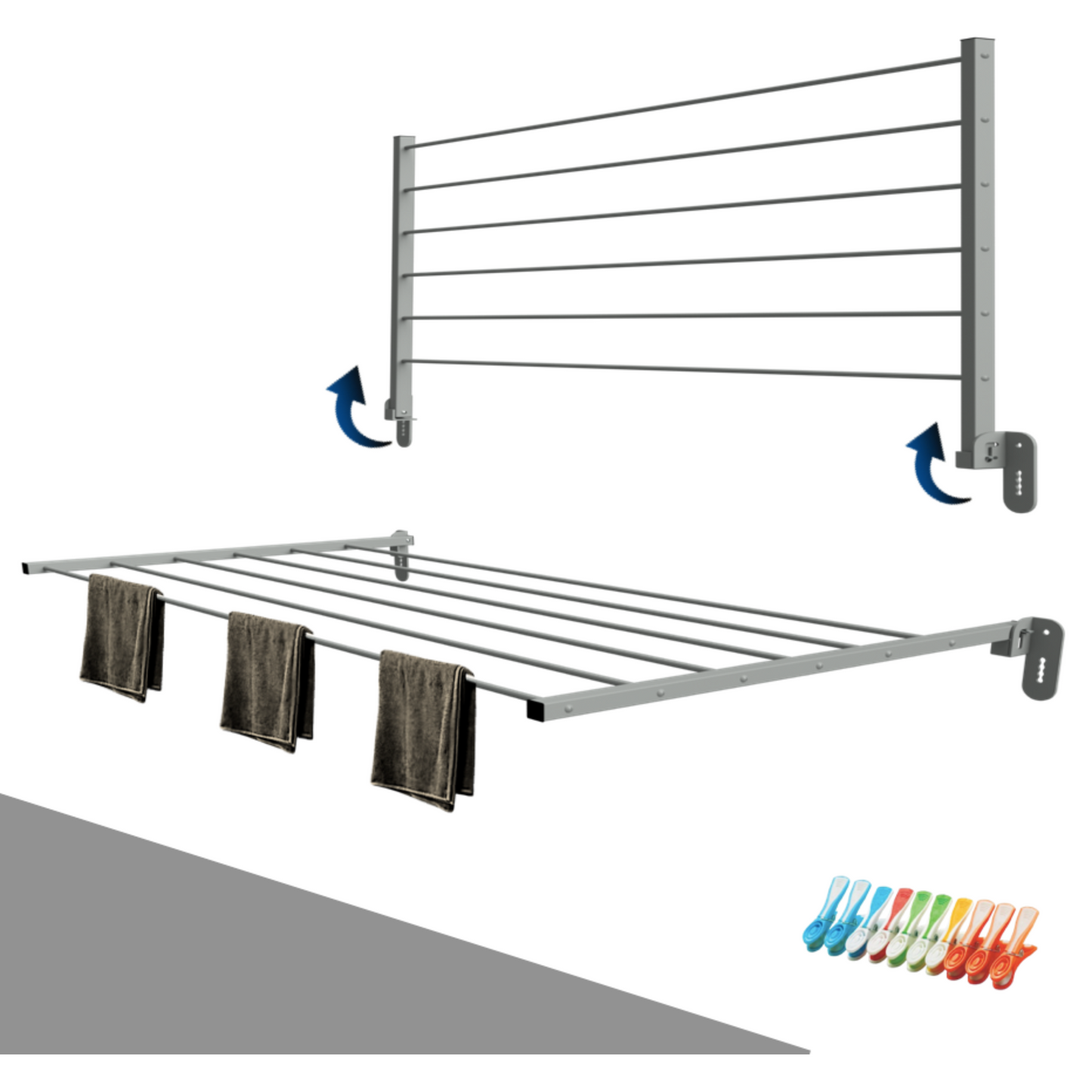 Stendibiancheria da parete Grigio Dimensioni 80 - 120 cm