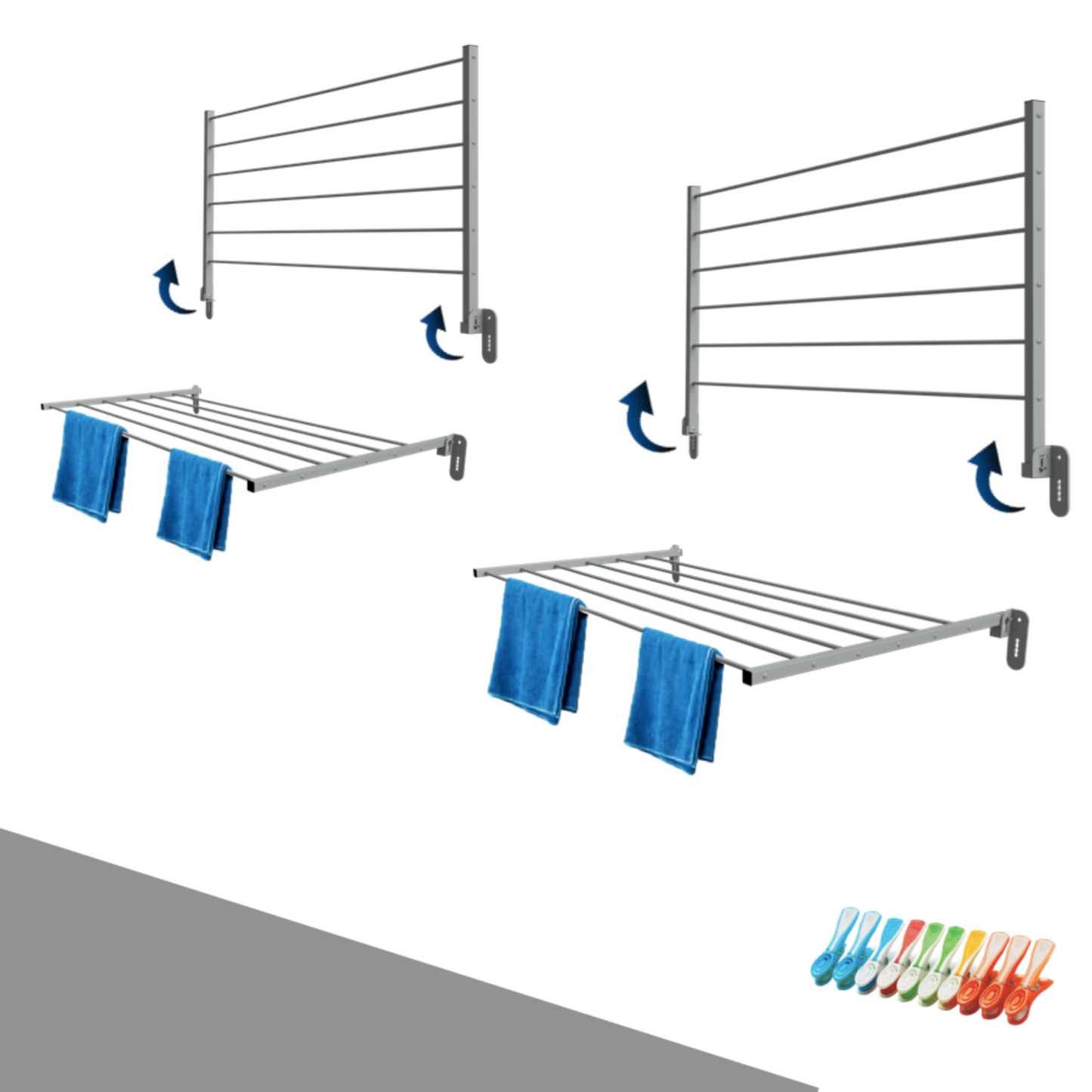Stendibiancheria da parete Grigio Dimensioni 80 - 120 cm