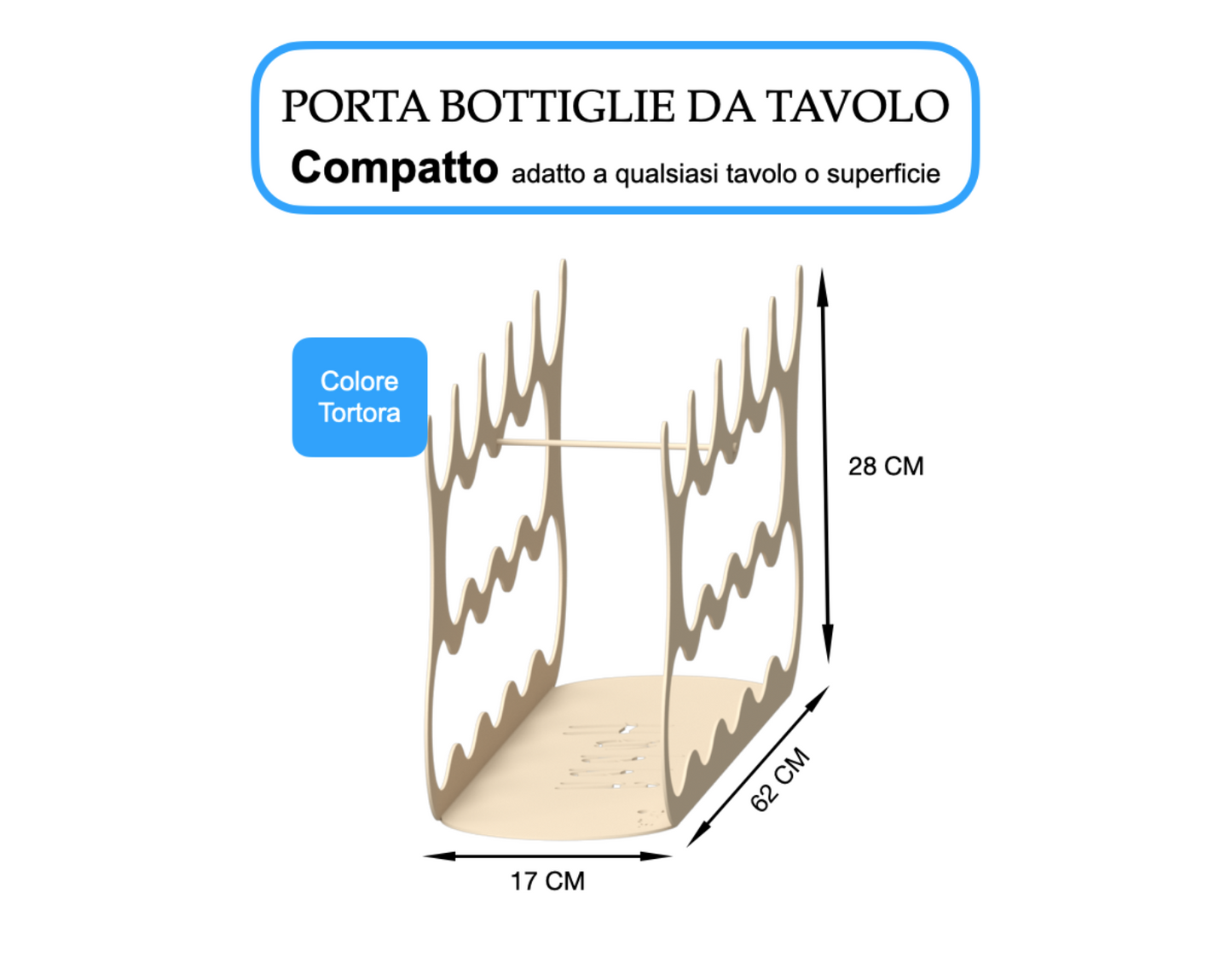 Porta bottiglie da tavolo, Porta vino, cantina per vino Tortora