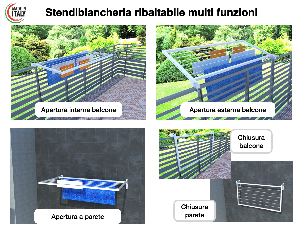 Stendibiancheria ribaltabile 150 cm