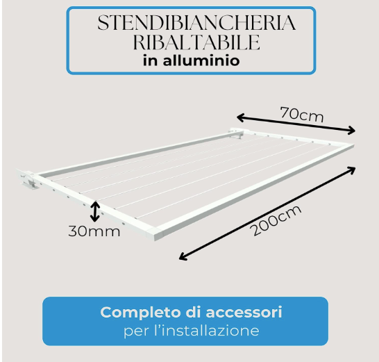 Stendibiancheria Ribaltabile 200 cm Bianco