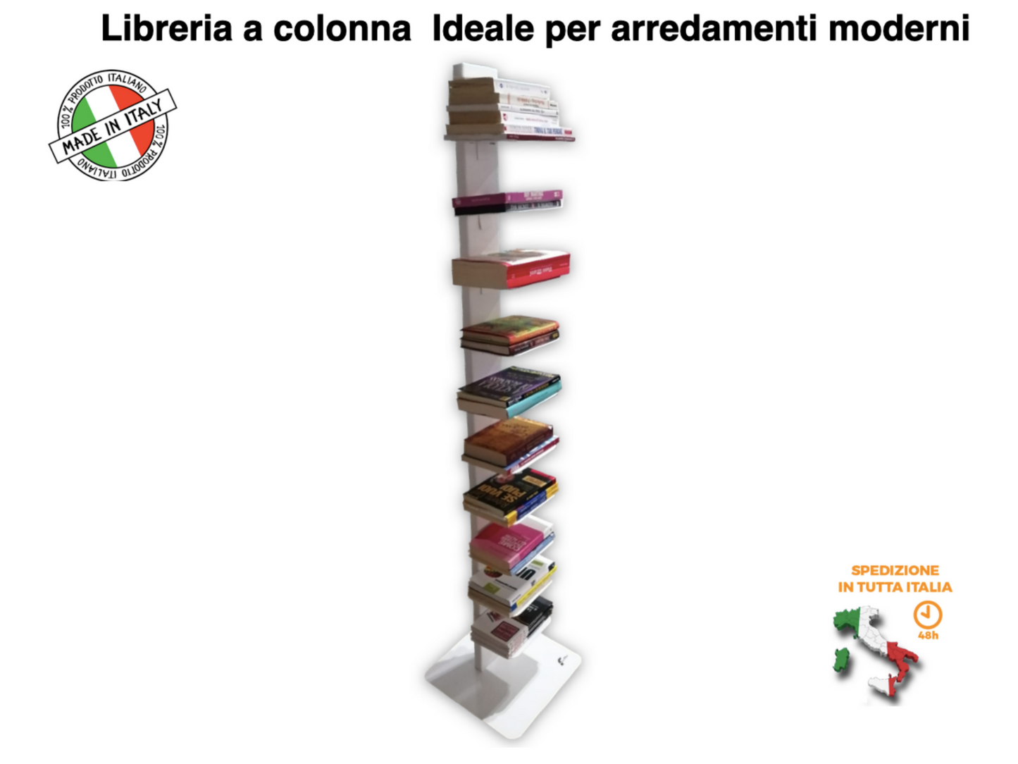Libreria a colonna altezza 155 cm colore bianco