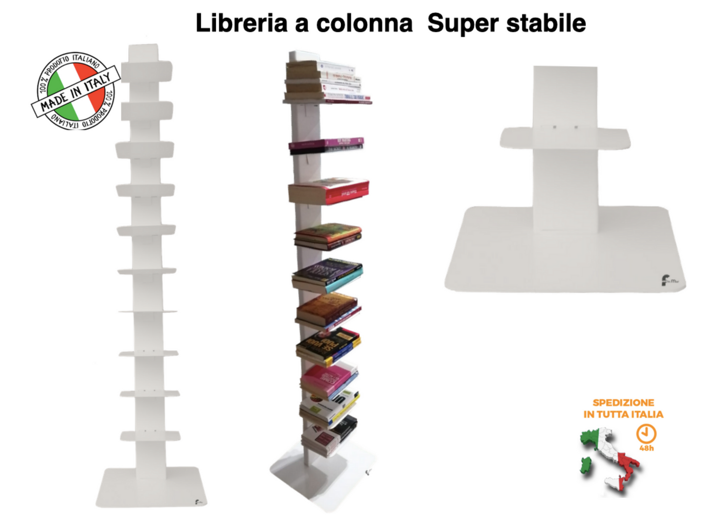 Libreria a colonna altezza 155 cm colore bianco