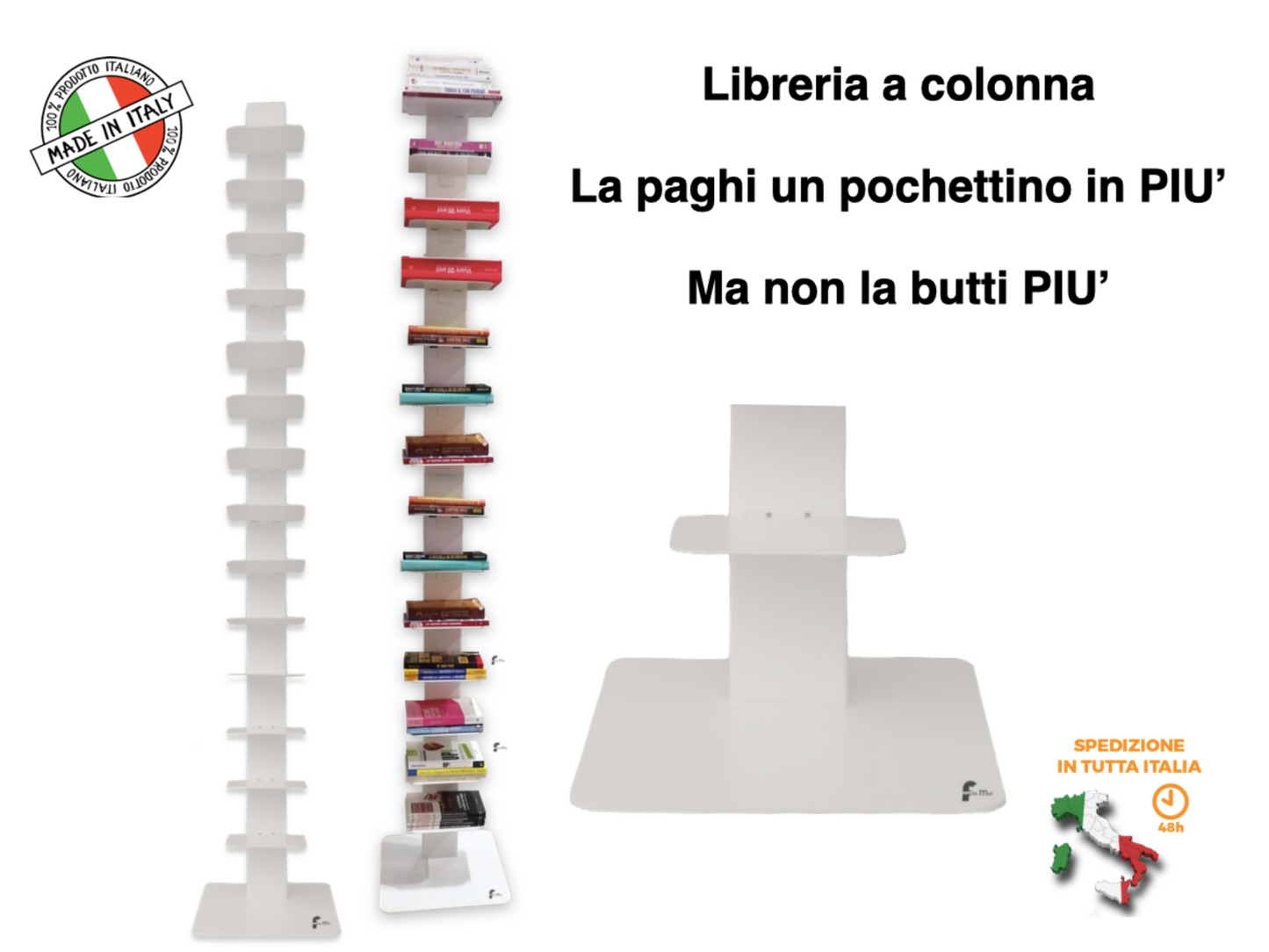 Libreria a colonna altezza 214 cm colore bianco