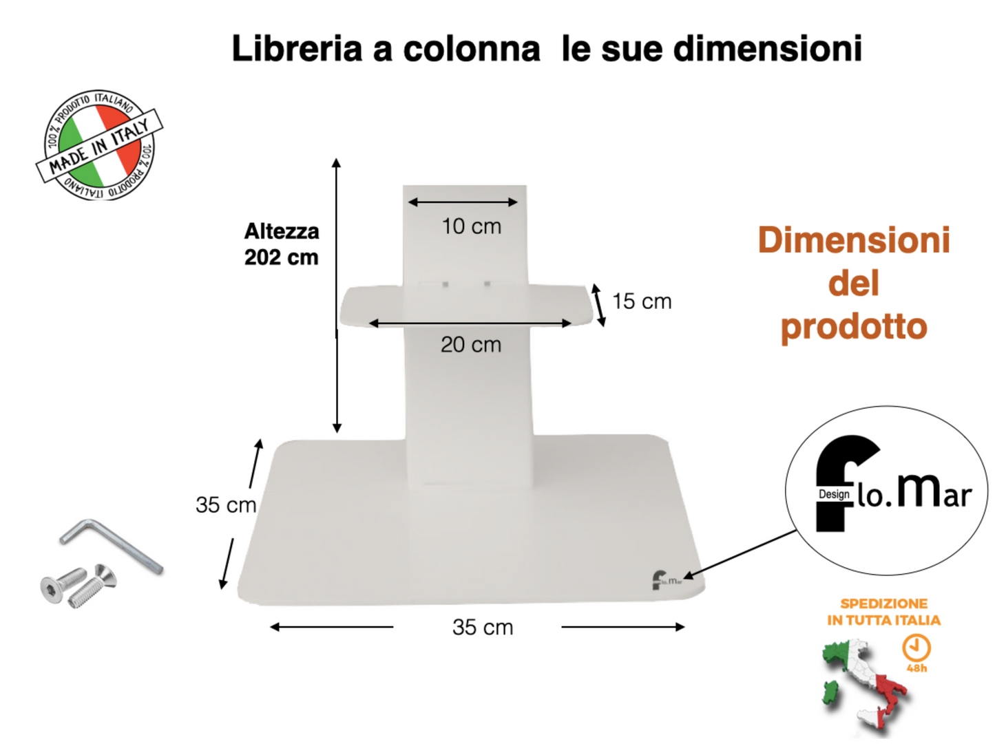 Libreria a colonna altezza 214 cm colore bianco