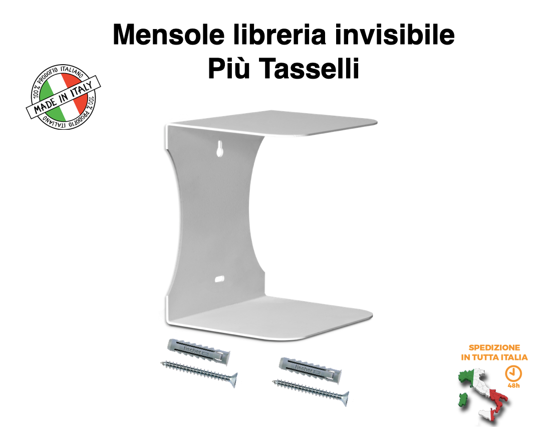 Mensole libreria a scomparsa invisibili, colore: Bianco, per mettere i libri in pila (1)