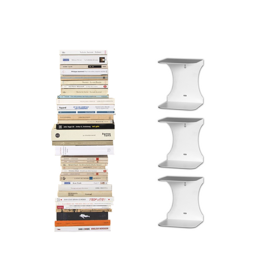 Mensole libreria a scomparsa invisibili, colore: Bianco, per mettere i libri in pila (3)