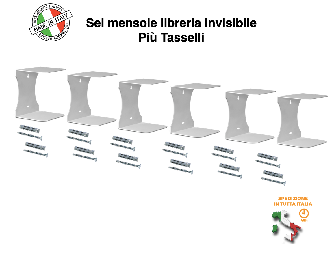 Mensole libreria a scomparsa invisibili, colore: Bianco, per mettere i libri in pila (6)
