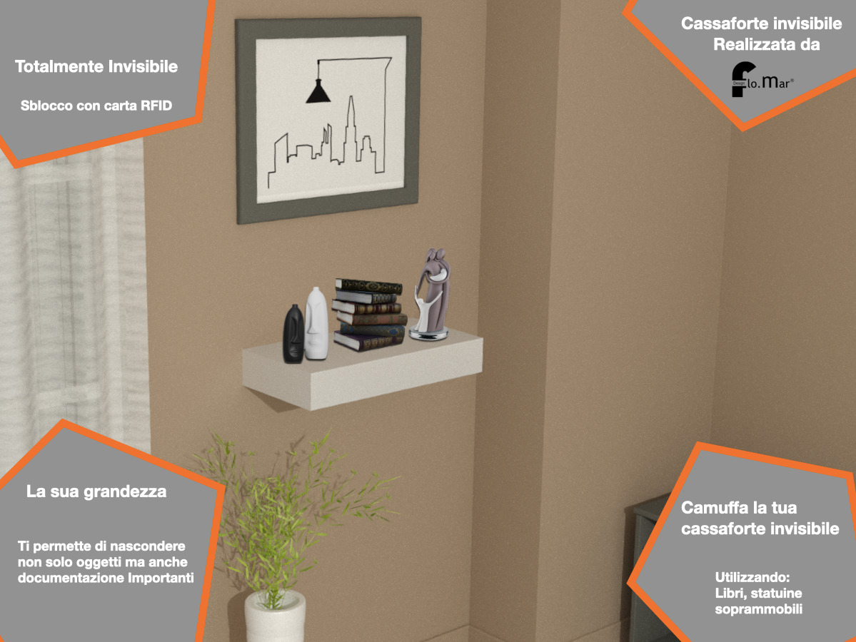 Cassaforte invisibile, cassaforte a muro, cassaforte a scomparsa, cassetta di sicurezza di dimensioni 30x60x8
