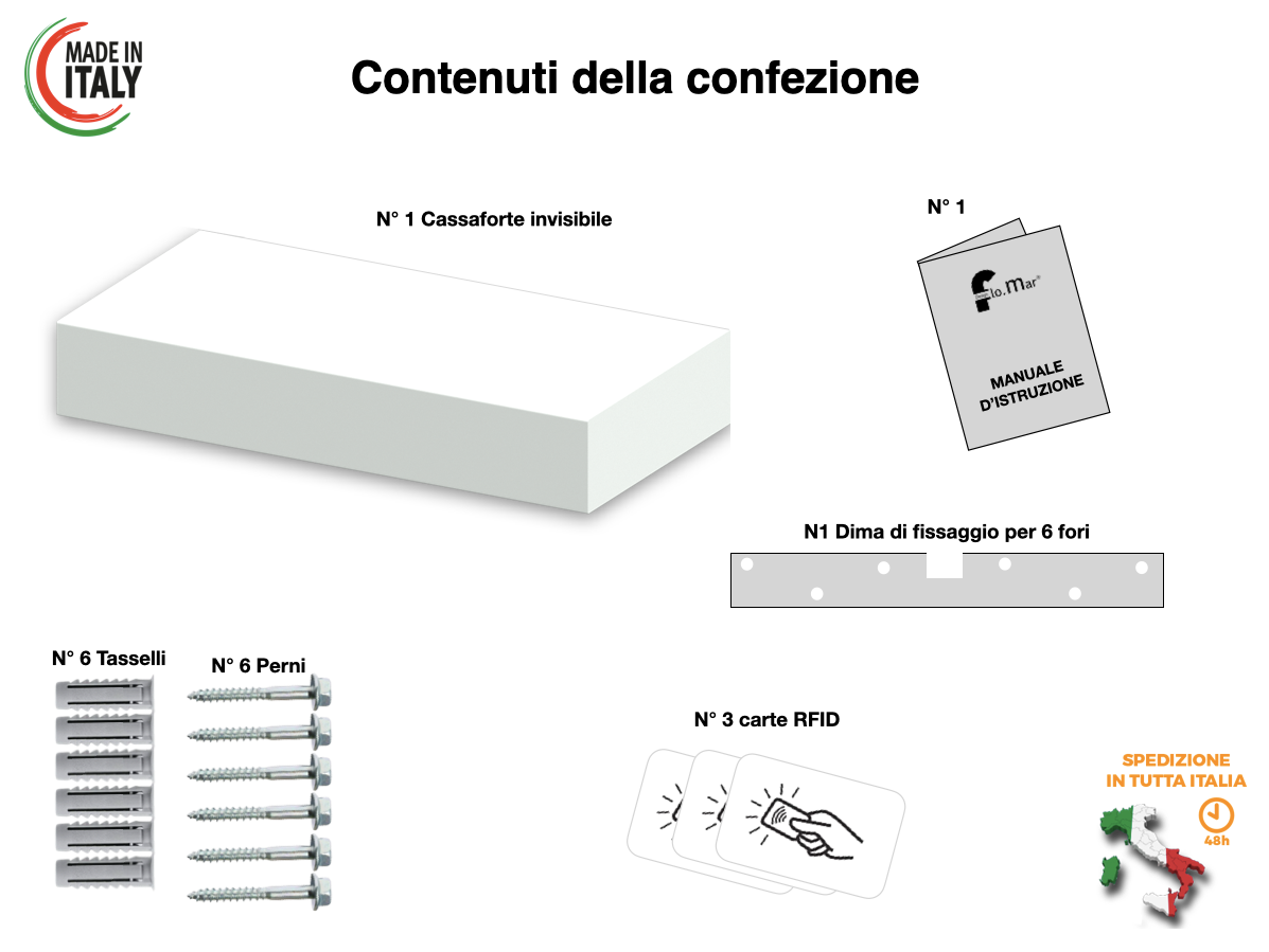 Cassaforte invisibile, cassaforte a muro, cassaforte a scomparsa, cassetta di sicurezza di dimensioni 30x60x8