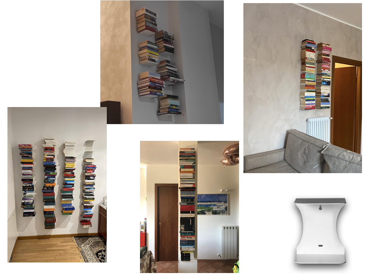 Mensole libreria a scomparsa invisibili, colore: Bianco, per mettere i libri in pila (3)