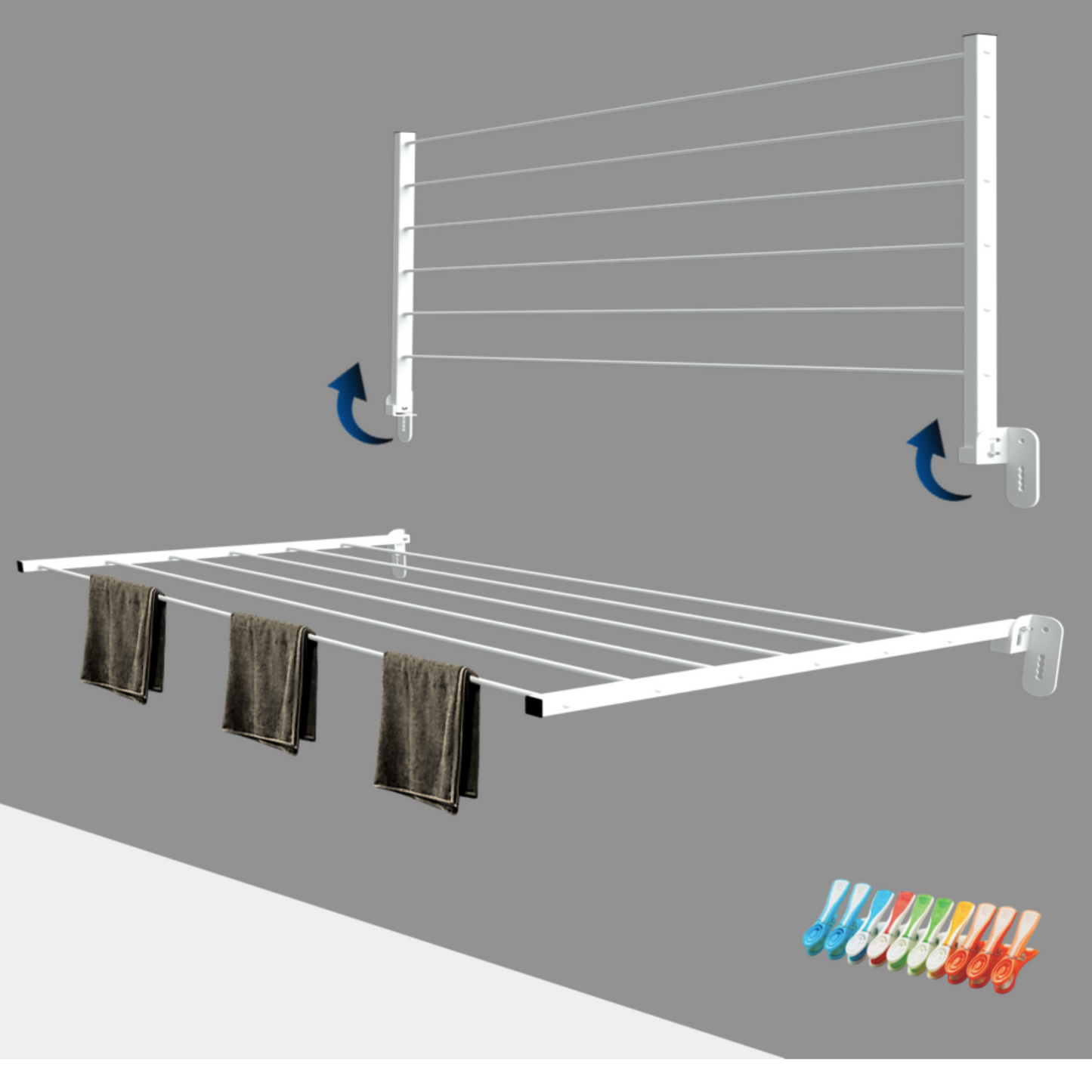 Stendibiancheria da parete Bianco Dimensioni 80 - 120 cm