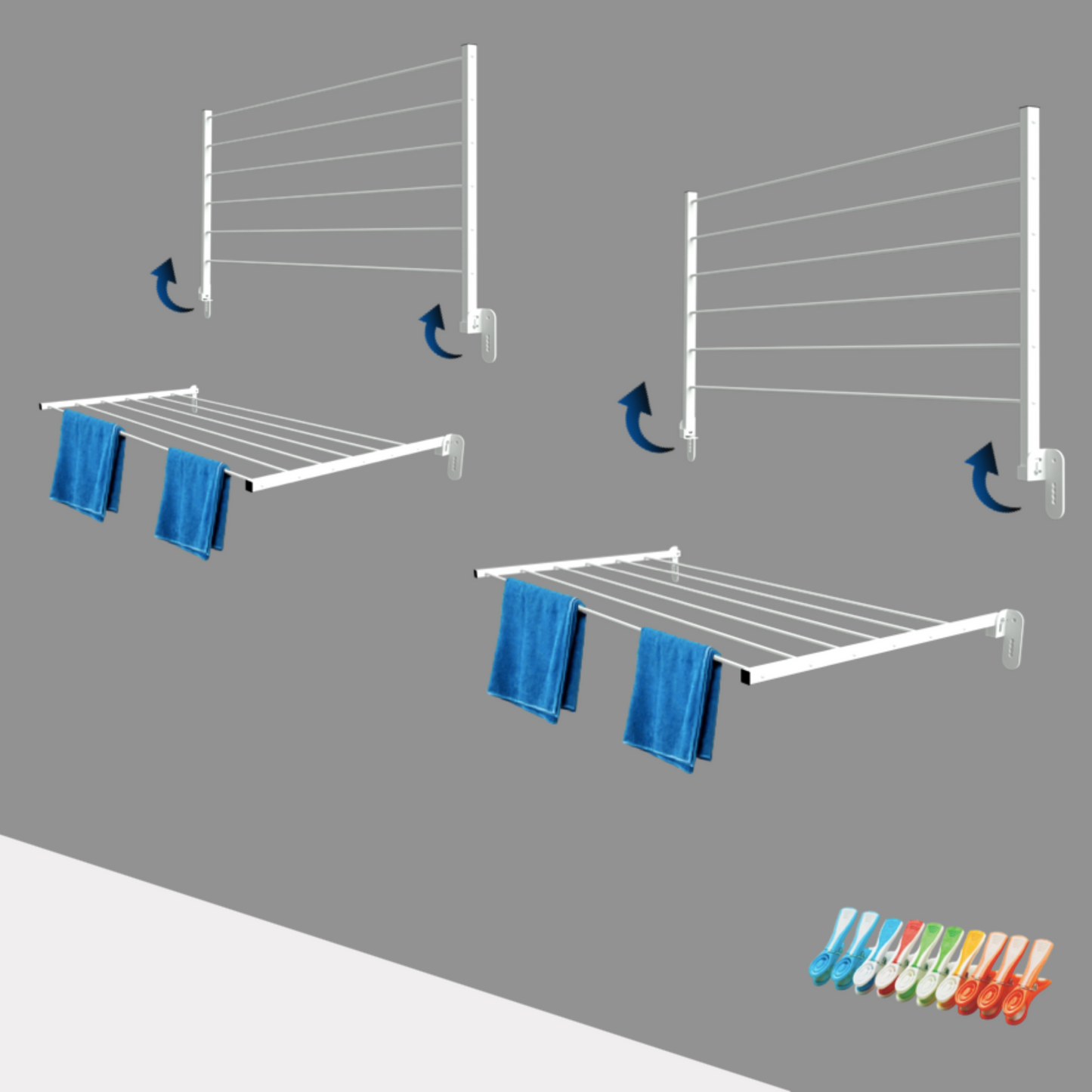 Stendibiancheria da parete Bianco Dimensioni 80 - 120 cm