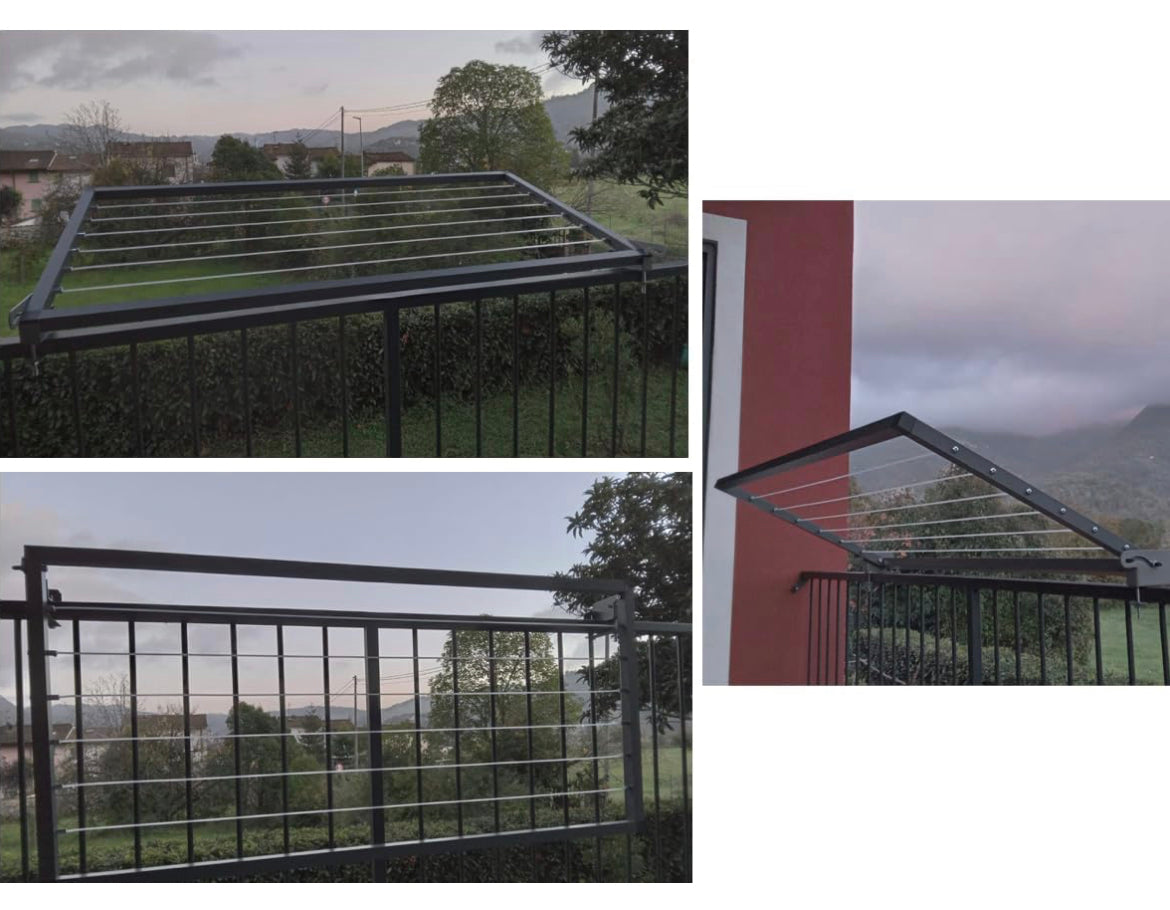 Stendibiancheria Da Balcone Ribaltabile Foxydry | Acciaio Inox E Alluminio | 202 Cm - Foto 6