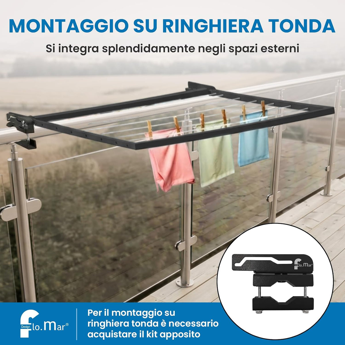 Stendino da Balcone e Parete 150x70 cm Marrone (Flip)