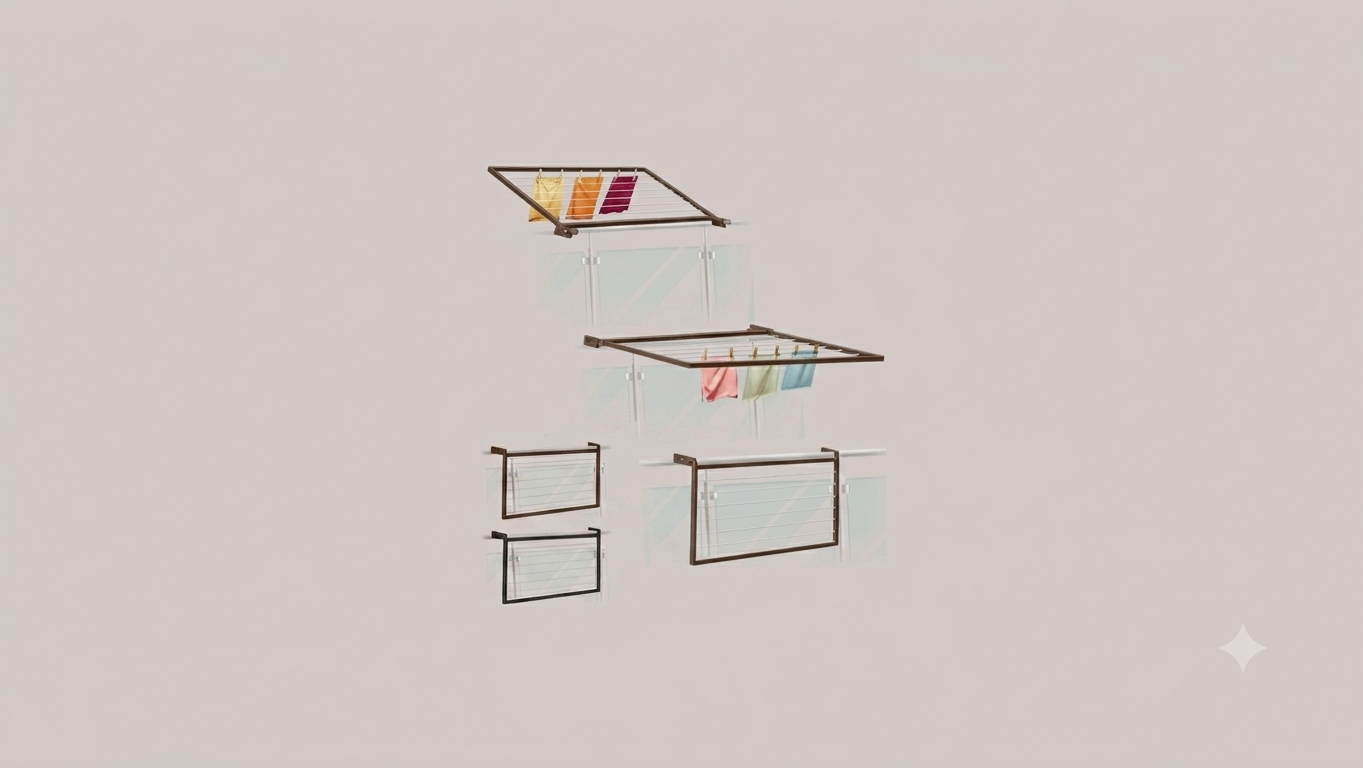 Stendino da Balcone e Parete 200x70 cm Marrone (Flip)