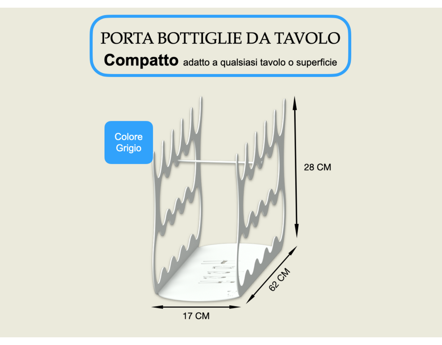 Porta bottiglie da tavolo, Porta vino, cantina per vino Grigio