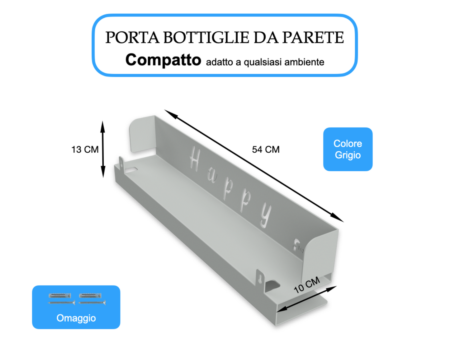 Porta bottiglie e porta bicchieri, Porta vino e calici, cantina per vino Grigio