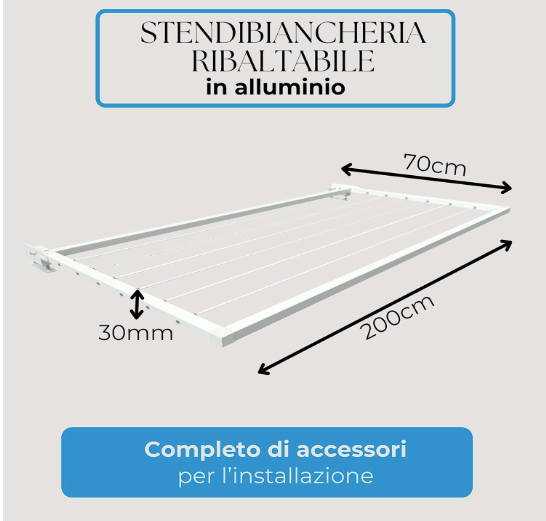 Stendibiancheria Ribaltabile 200 cm  Bianco