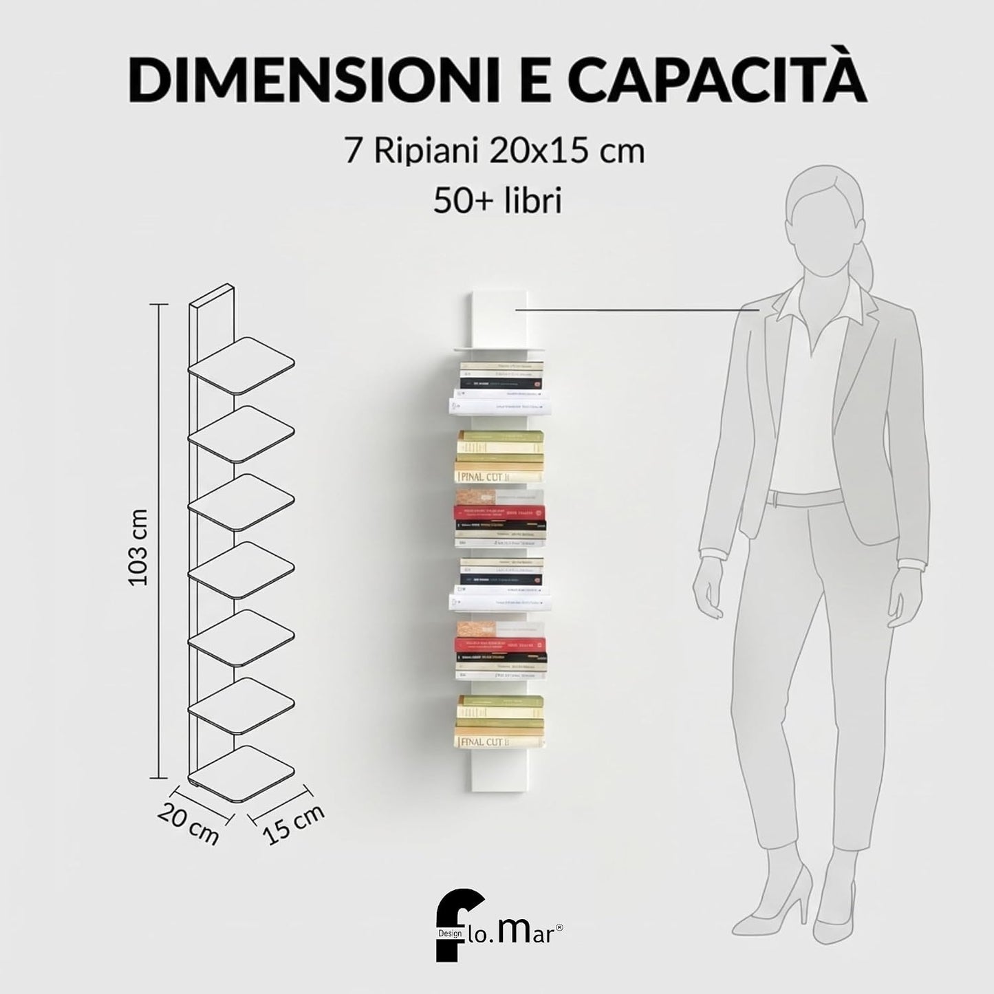 Libreria da parete altezza 103 cm