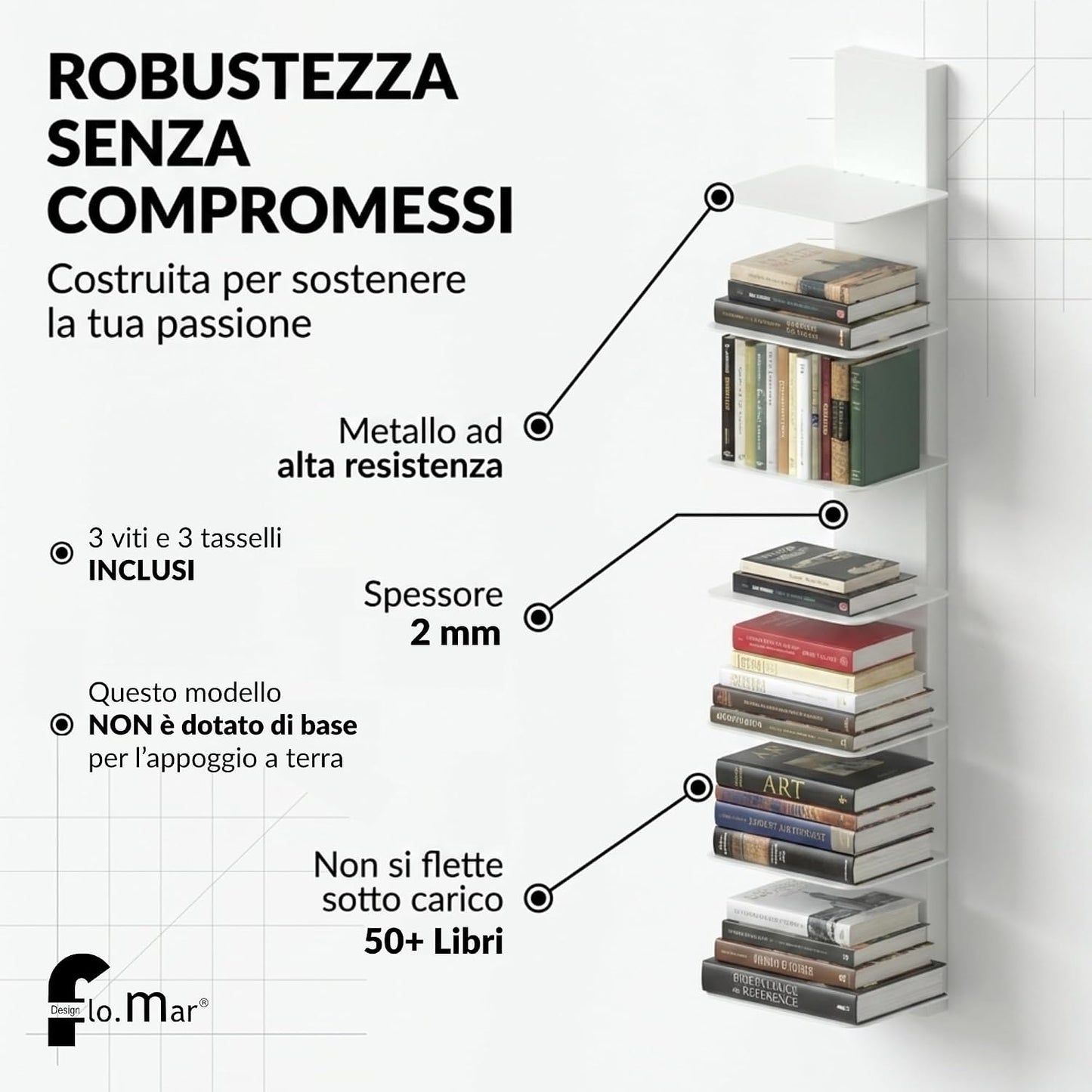 Libreria da parete altezza 103 cm