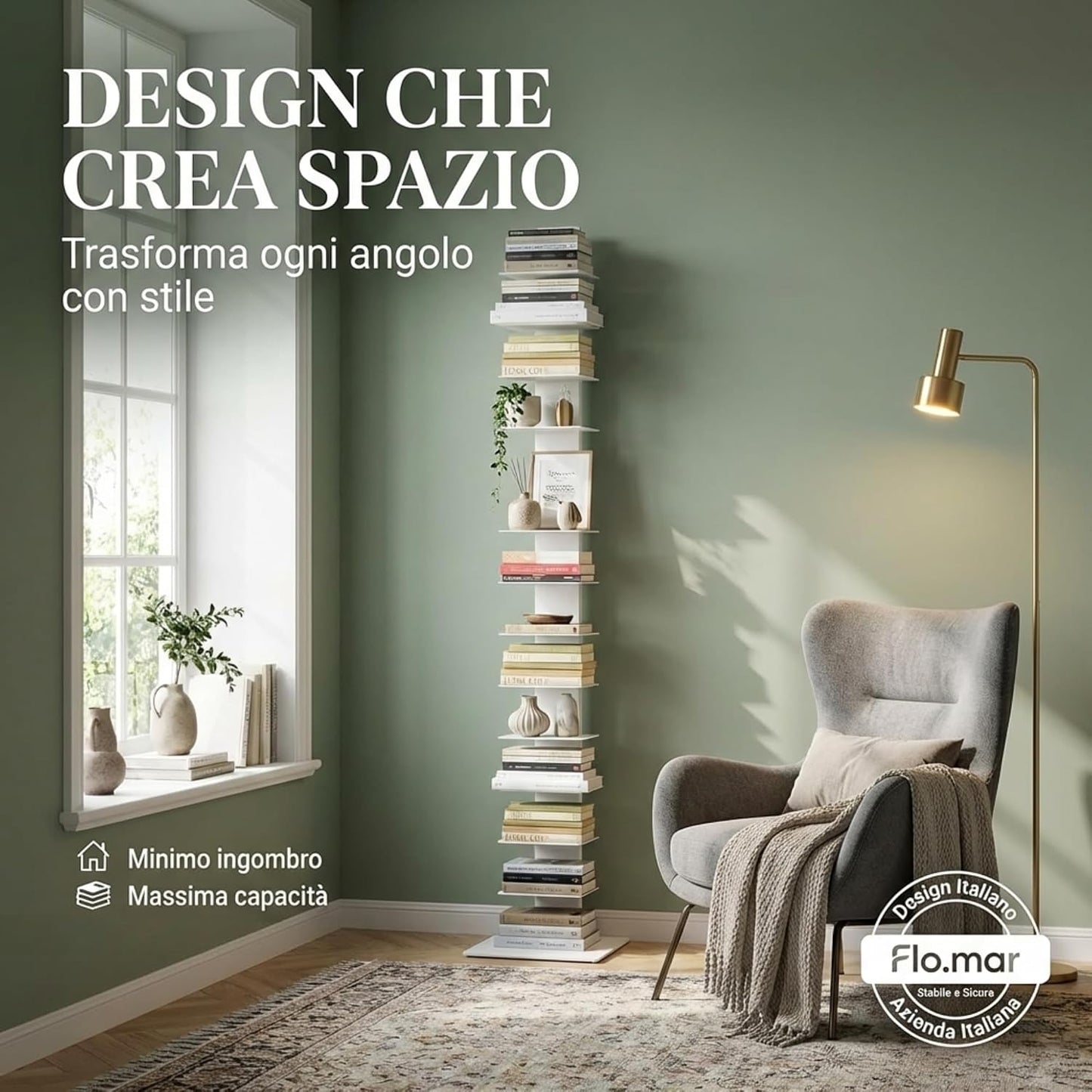 Libreria a colonna altezza 214 cm Nera