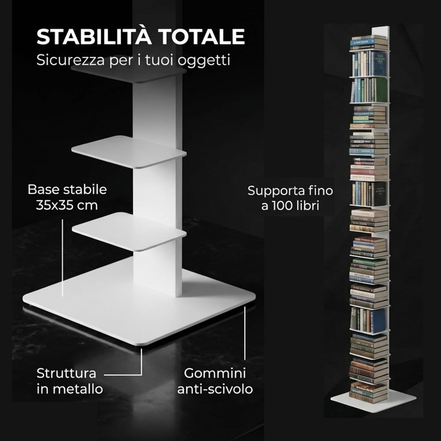 Libreria a colonna altezza 214 cm Nera