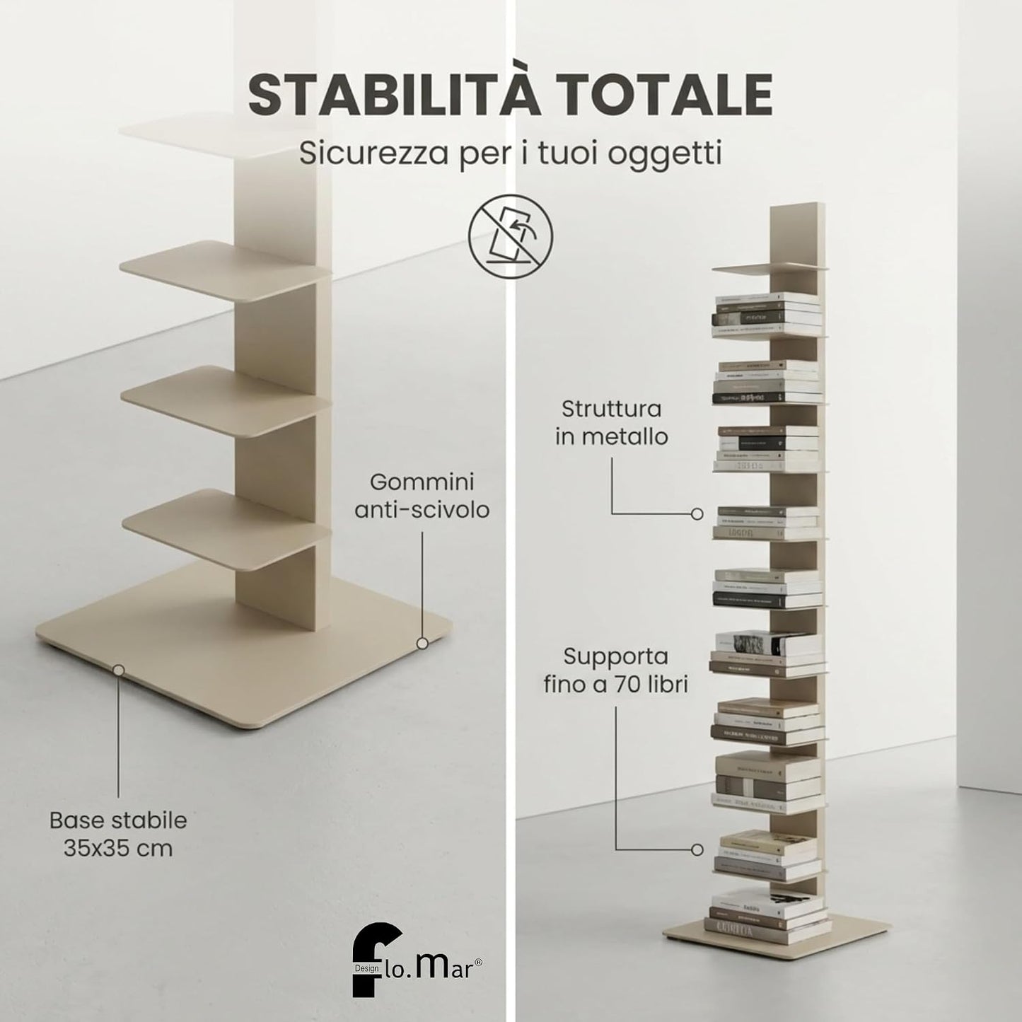 Libreria a colonna altezza 155 cm colore bianco