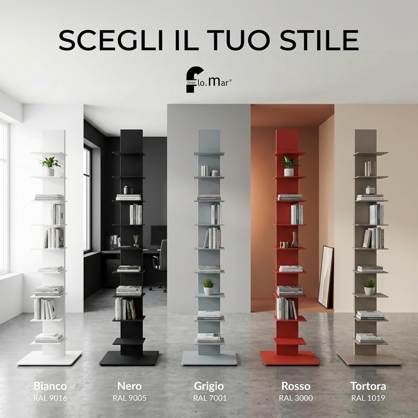 Libreria a colonna altezza 155 cm Nera