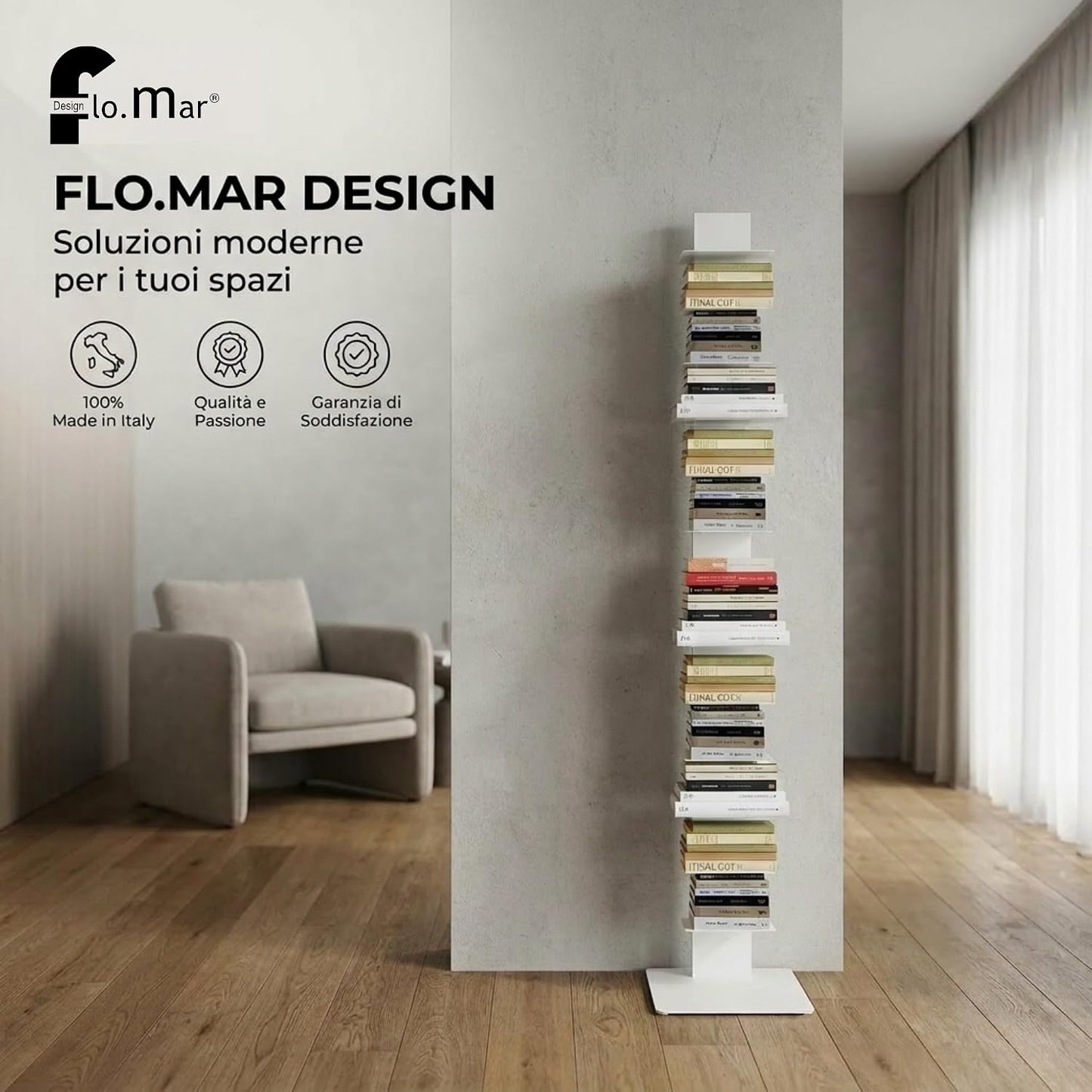 Libreria a colonna altezza 155 cm colore bianco