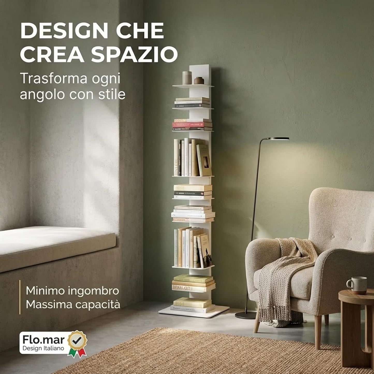 Libreria a colonna altezza 155 cm Grigia