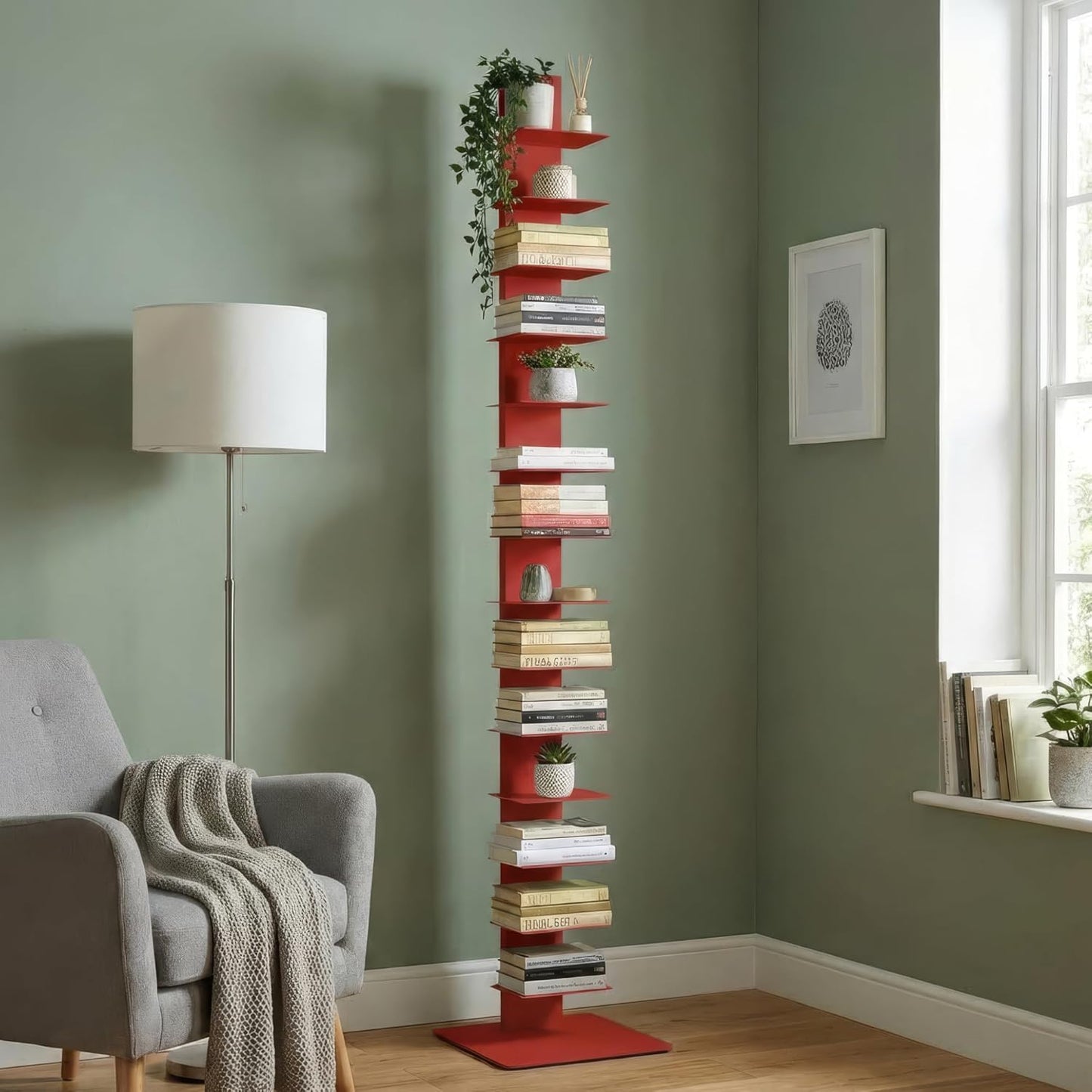 Libreria a colonna altezza 214 cm Rossa