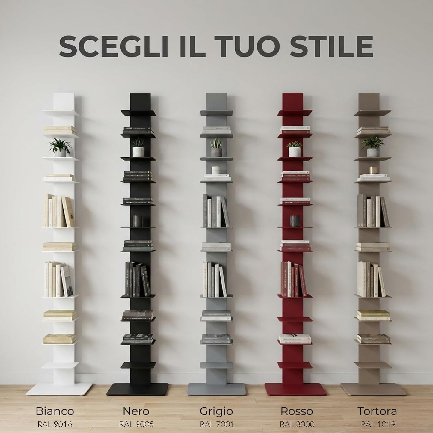 Libreria a colonna altezza 214 cm grigio