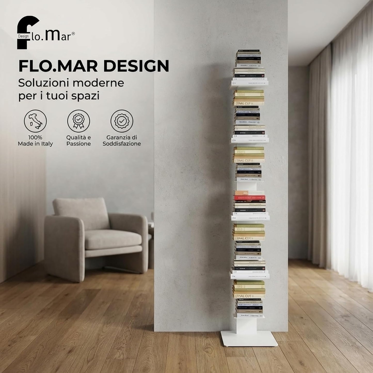Libreria a colonna altezza 214 cm colore bianco