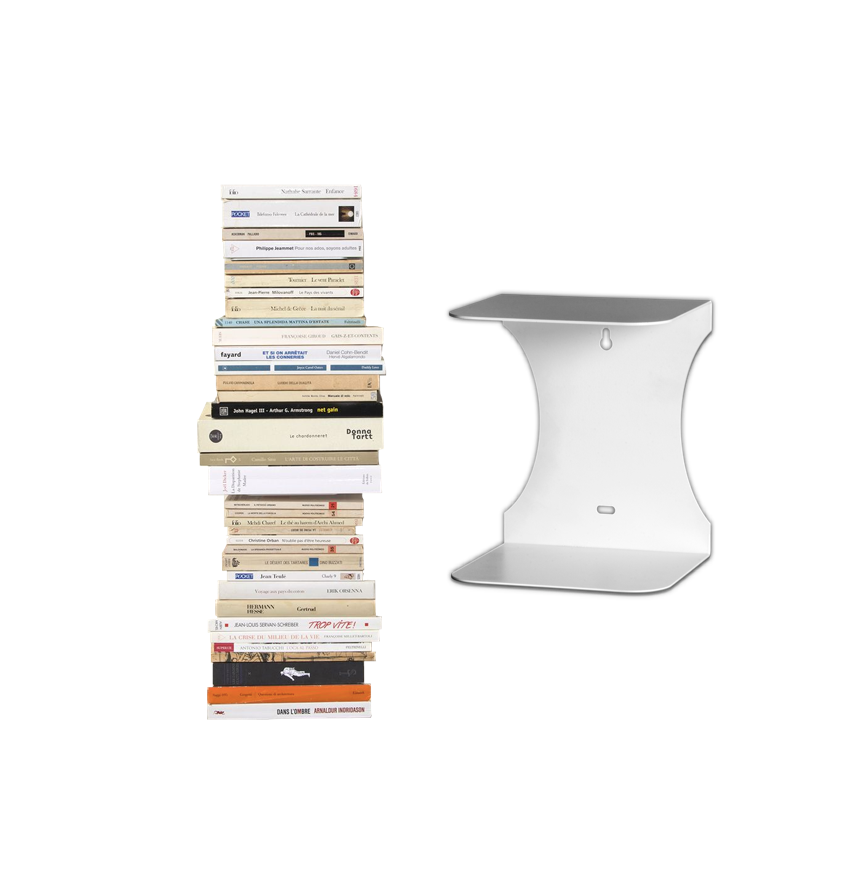 Mensole libreria a scomparsa invisibili, colore: Bianco, per mettere i libri in pila (1)