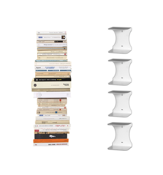 Mensole libreria a scomparsa invisibili, colore: Bianco, per mettere i libri in pila  (4)