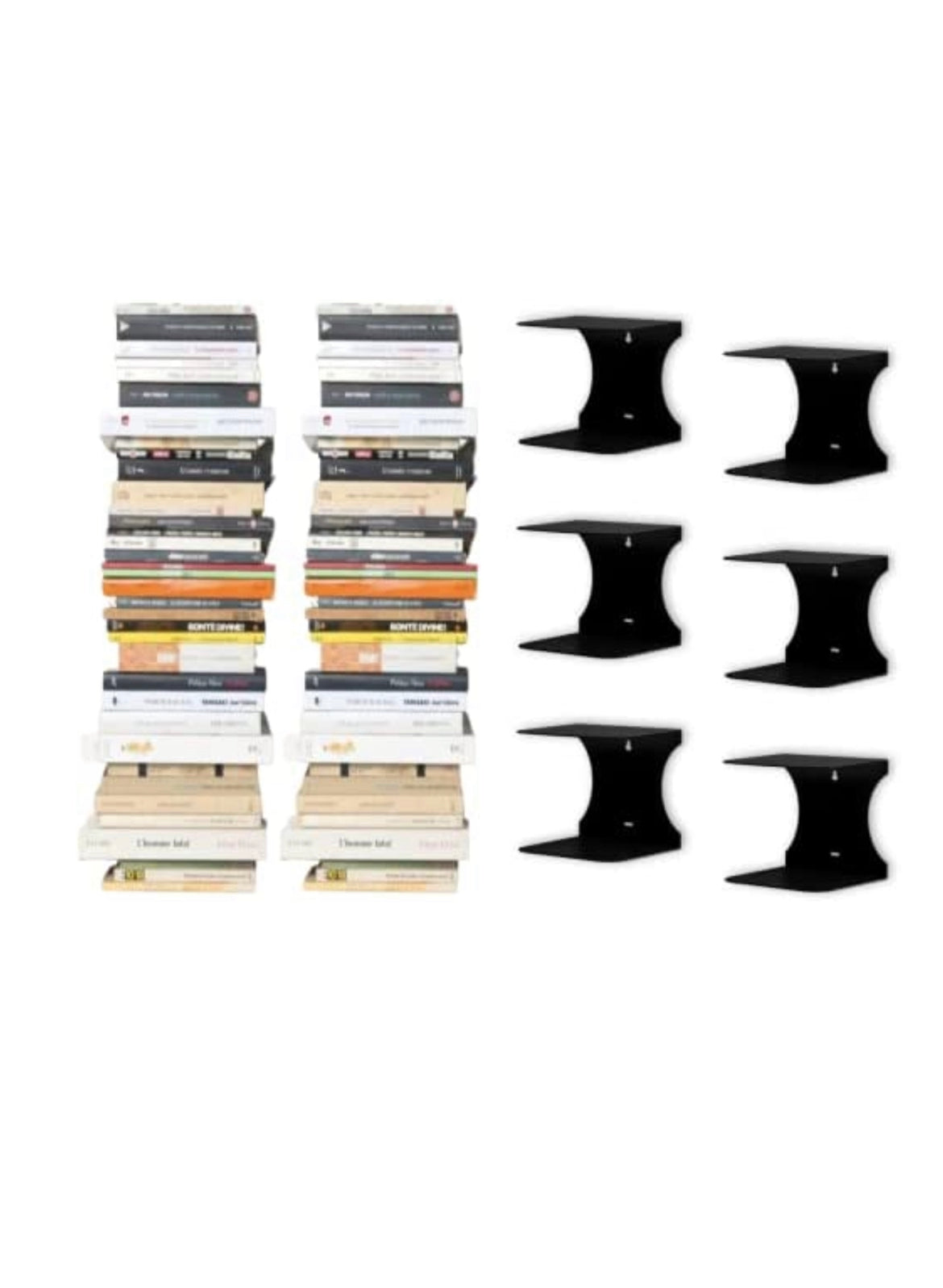 Mensole libreria a scomparsa invisibili,più Grandi colore: Nero, per mettere i libri più Grandi in pila  (6)