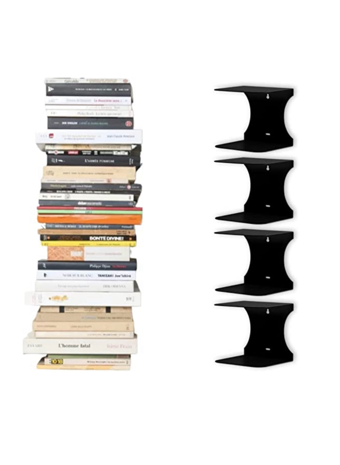 Mensole libreria a scomparsa invisibili,più Grandi colore: Nero, per mettere i libri più Grandi in pila  (4)